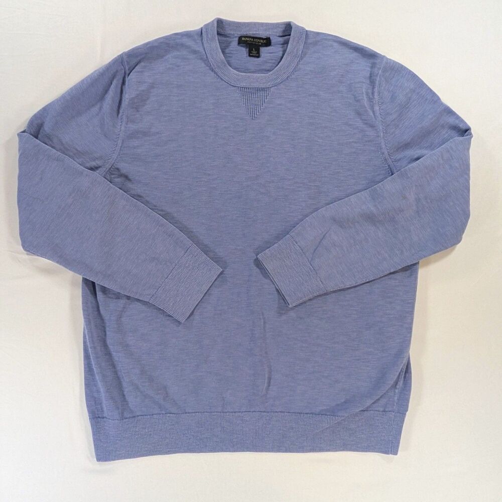 Banana Republic Men’s Crew Neck Cotton Knit Pullover Sweater Blue Large